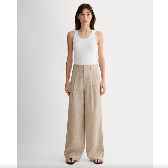 Everlane the Linen Way-High Drape Pant, Cornstalk Chambray - Picture 1 of 7